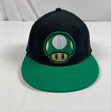 Nintendo Super Mario Brothers Hat Cap Black Green Mushroom One Size Tek Flex Men