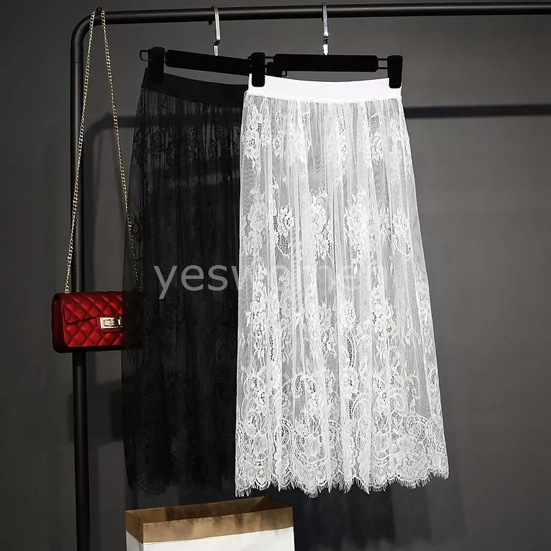 Ladies Lace Half Slip Skirt Slip Extender A Line Elastic Waist