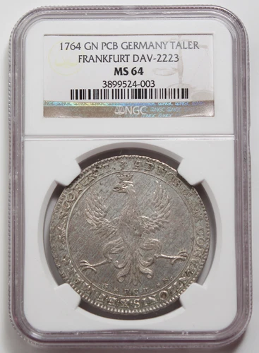 Germany Frankfurt 1764 Thaler/Taler Silver Coin NGC MS64 Finest Dav-2223 KM-234