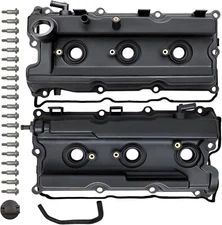 MITZONE Pair Valve Covers with Gaskets Bolts Oil Filter Cap Compatible with 2005