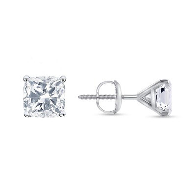 1 Ct Cushion Lab Created Grown Diamond Earring 14K White Gold F/VS Martini Screw