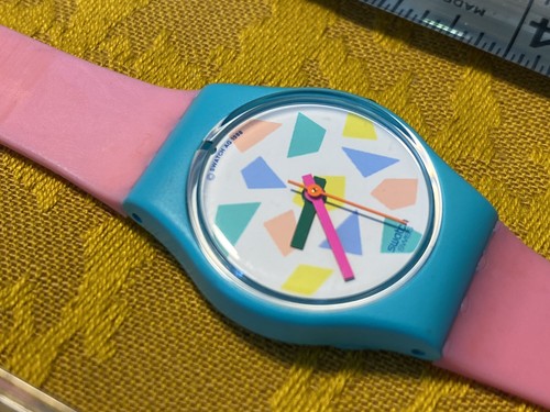 Vintage 1980’s Swatch Watch Pastel Colors S823 755 Swiss Made Case& Instructions - Picture 8 of 20