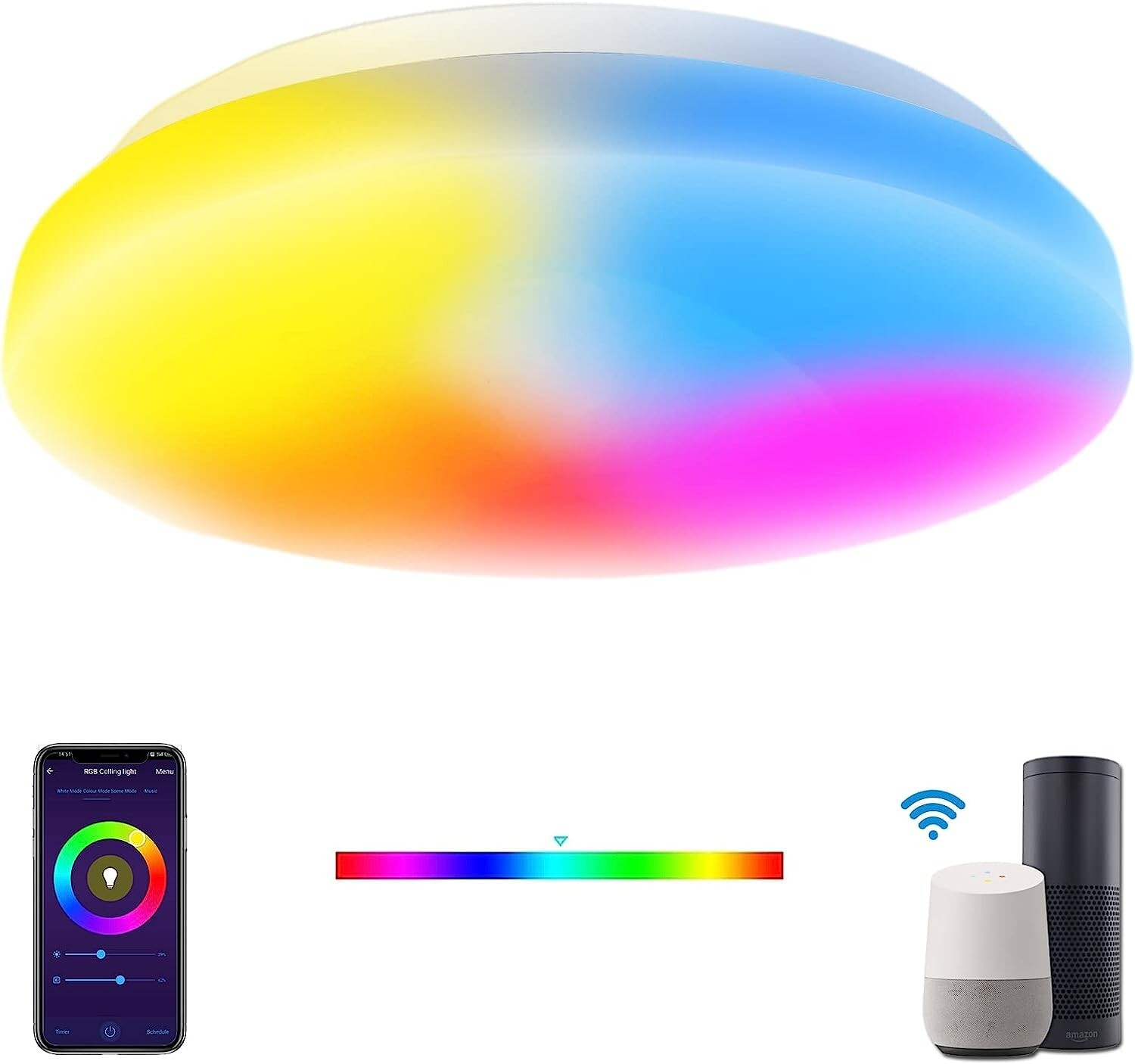 Plafoniera smart led dimmerabile RGB Colori Soffitto wifi lampada