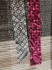 Authentic Coach Womens Neck Ties Or Handbag Handle Ties. Two Face. Set Of 2