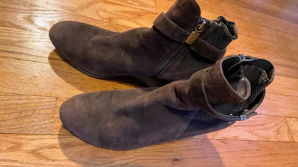 EUC блондинка коричневый замшевый на танкетке ботинок 8 Вт - Изображение 3 из 4