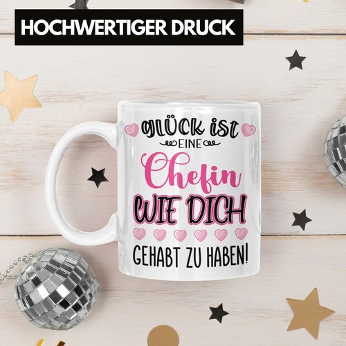 Tasse Für Die Chefin Zum Abschied – Personalisiert Mit Spruch, Beidseitig Bedruckt (Rosa)