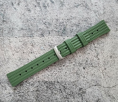 Genuine FKM Rubber Waffle Watch Strap Band Retro Divers Waterproof 20mm 22mm UK - Picture 8 of 50