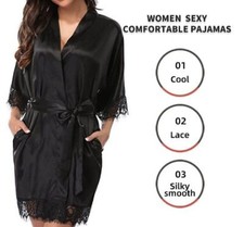 Women Ice Silk Pajamas Robes Sleepwear Nightgowns Nightdress