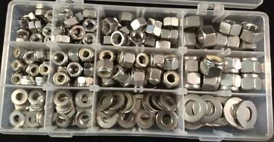 NUTS 'N' BOLTS® 1/4 ,5/16, 3/8 & 1/2 UNC kit box Hex Nuts, Nyloc Nuts and Washers A2 Stainless