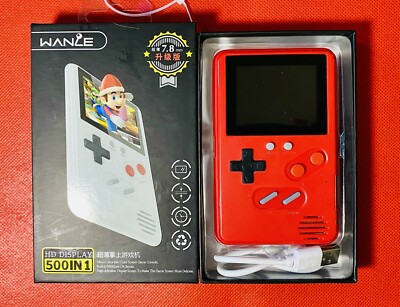 Wanie 500 in 1 Classic 8-Bit Rechargeable Red Handheld Gamepad Original Box