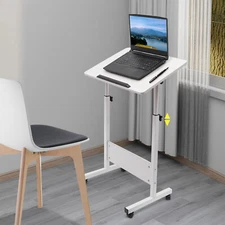 Adjustable Height Standing Desk, Portable Laptop Desk, Rolling Computer Stand