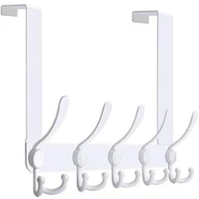 Over The Door Hook Door Hanger Hook Rack with 5 Tri Hooks for 1 Pack White
