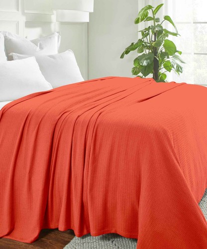 Waffle Stitch Textured Breathable 100% Cotton Weave Solid Sofa Bed Blanket Throw - Picture 45 of 91