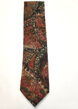 ERMENEGILDO ZEGNA TIE Dark Red 100 SILK Abstract Paisley Pattern Men's ITALY