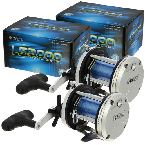 2 x BOAT SEA FISHING MULTIPLIER REELS LOADED WITH 20lb BLUE SEA LINE