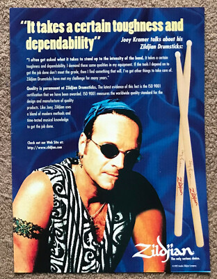  JOEY KRAMER - ZILDJIAN 1997 Full page USA magazine ad AEROSMITH