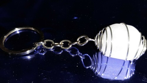 Portachiavi SELENITE uomo donna per auto yoga reiki cristallo zodiaco di luna ki - Picture 4 of 4