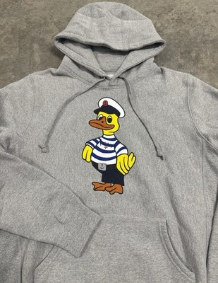 Noah NYC Hoodie Men s Large Captain Duck Logo Reverse Weave Heavyweight Gray EUC
