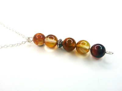 Cherry quartz pendant necklace brown handmade earth tone gold plated chain