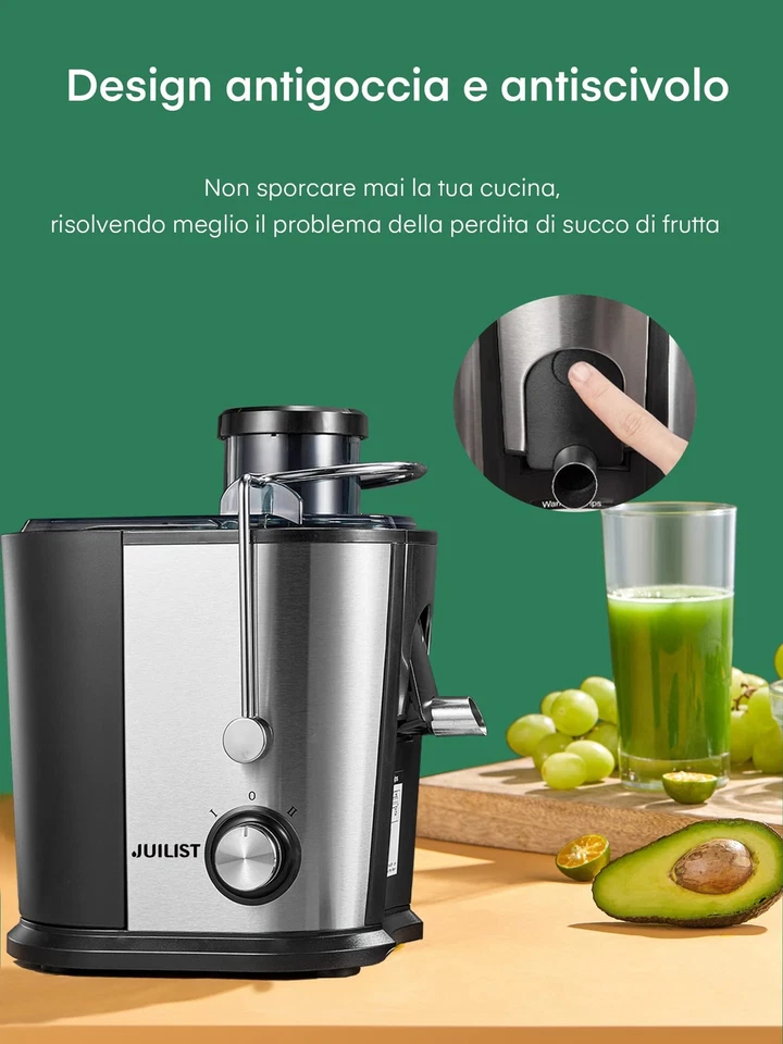 Juilist Centrifuga Frutta e Verdura fino a 800W Estrattore Frutta e Verdura con - Immagine 3 di 4