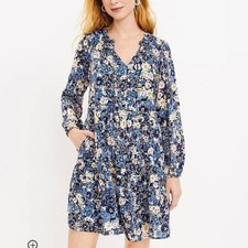 Ann Taylor LOFT Multicolor Desert Floral Long Sleeve Dress