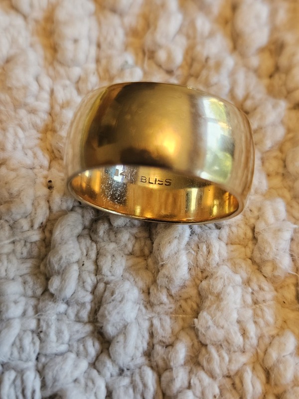 Vintage BLISS 14K Solid Yellow Gold Wedding Band-Size 7.5-7.84 Grams Thick Wide