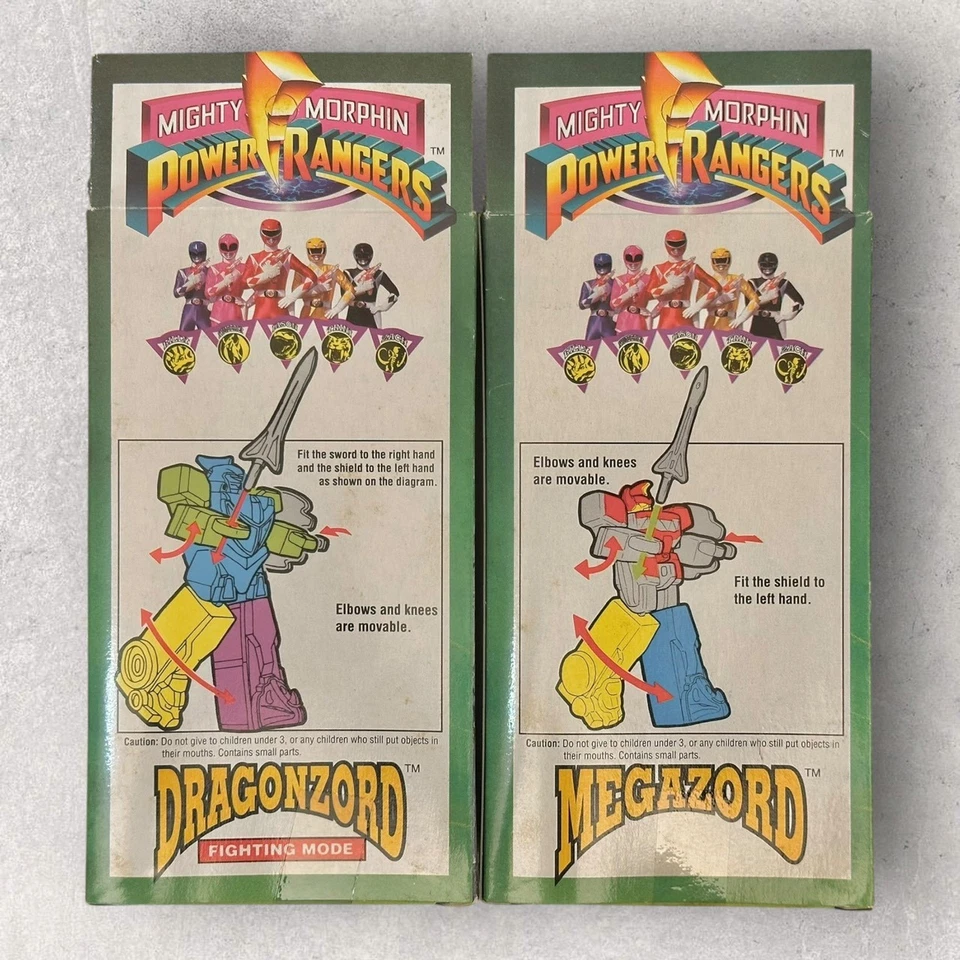 1993 Taiwan Vintage Mighty Morphin Power Rangers 4" Megazord Dragonzord Set of 2 - Image 2 of 4
