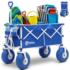 Sekey Beach Wagon – 440lb Capacity, 9" Sand-Proof Wheels, Foldable