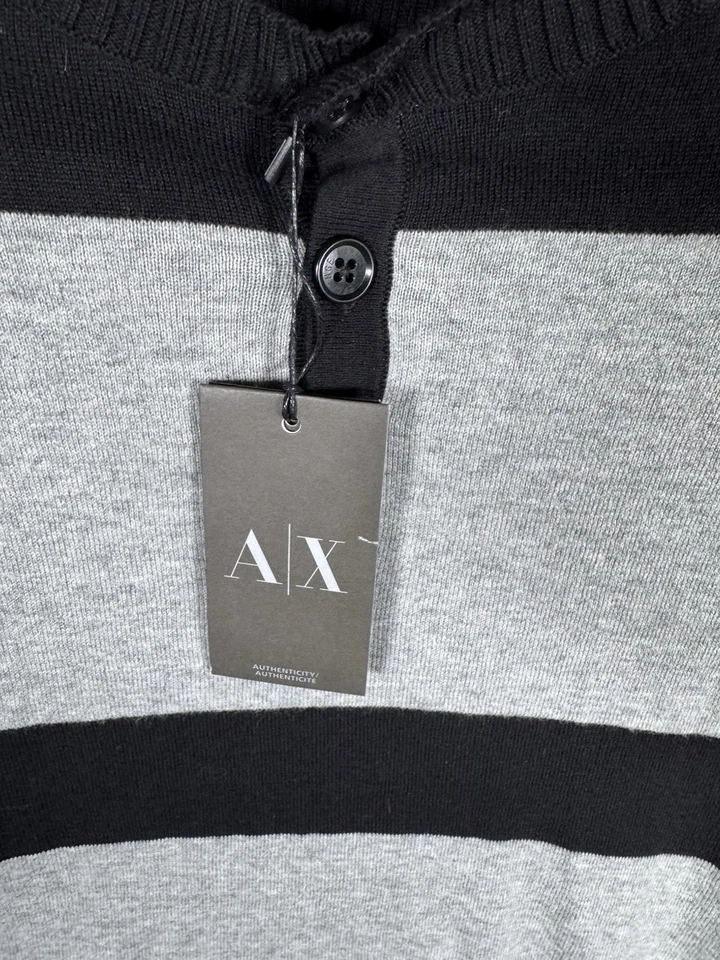 Armani Exchange Sweater Mens Medium Striped Henley Knit Lightweight NWT MSRP $88 - Image 4 of 4