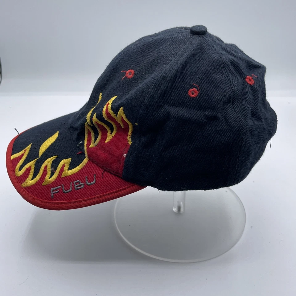 Fubu Flame Embroidered Hat Dark Blue Strap Adjustable Vintage 90s - Image 4 of 4