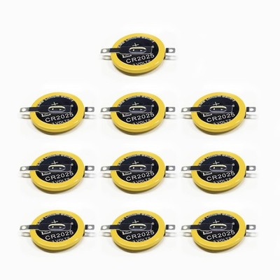 CR2025 3V Lithium Coin Cell Battery 10 Pack with Solder Tabs for Gameboy