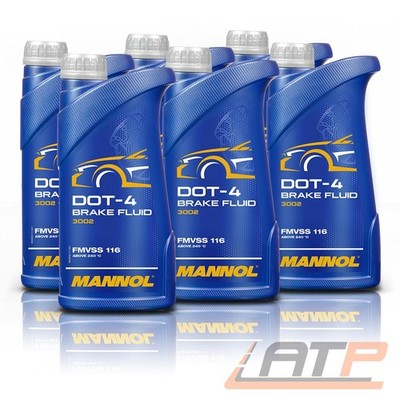 MANNOL 6x 1 L BRAKE FLUID DOT4 BREMSFLÜSSIGKEIT KUPPLUNGSFLÜSSIGKEIT SYNTETISCH