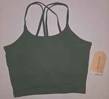 NWT M Women's Blogilates Strappy Cropped Tank Hedge Green MSRP 25
