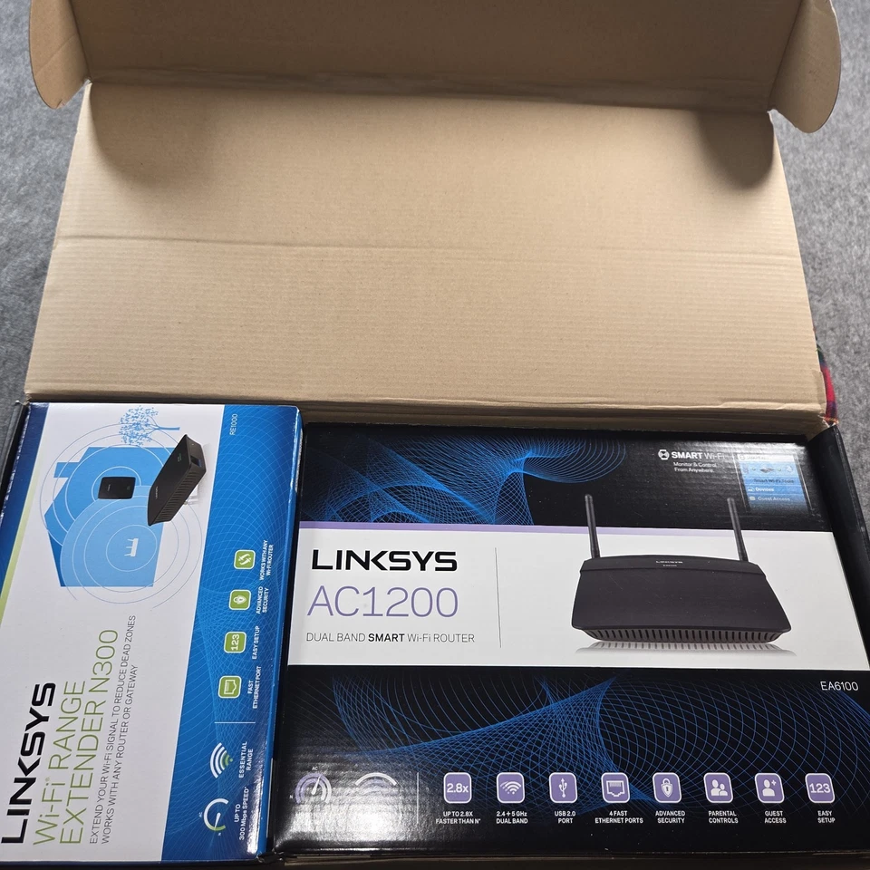 Linksys Dual-Band Smart WiFi Router + WiFi Range Extender-AC1200 N300-F5Z0554 - Image 4 of 4