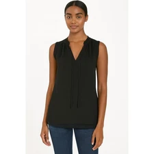 DR2 by Daniel Rainn Black Sleeveless Sheer Blouse Women’s Size XS Keyhole Neck
