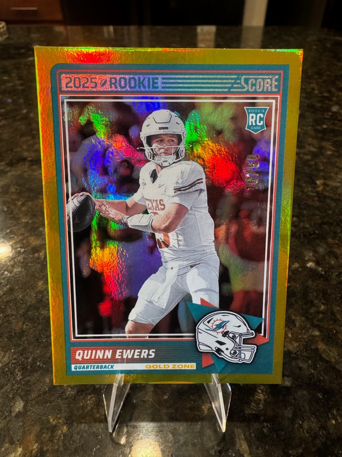 2025 Panini Score Rookie Quinn Ewers Gold Zone # 75 16/50