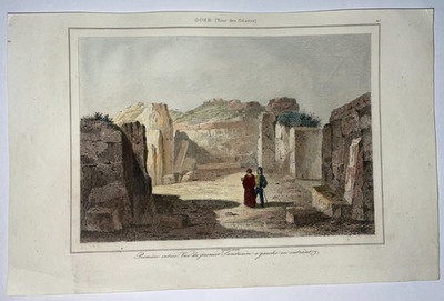 MALTA GOZO TOUR DES GEANTS 1860 ANTIQUE ENGRAVED VIEW 19TH CENTURY