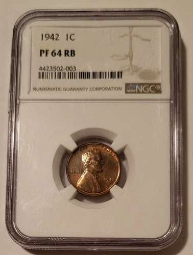 1942 Lincoln Wheat Cent PF64 RB NGC Low Mintage Proof