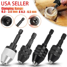 Hex Shank Keyless Chuck Adapter Drill Bit Quick Change Driver Converter