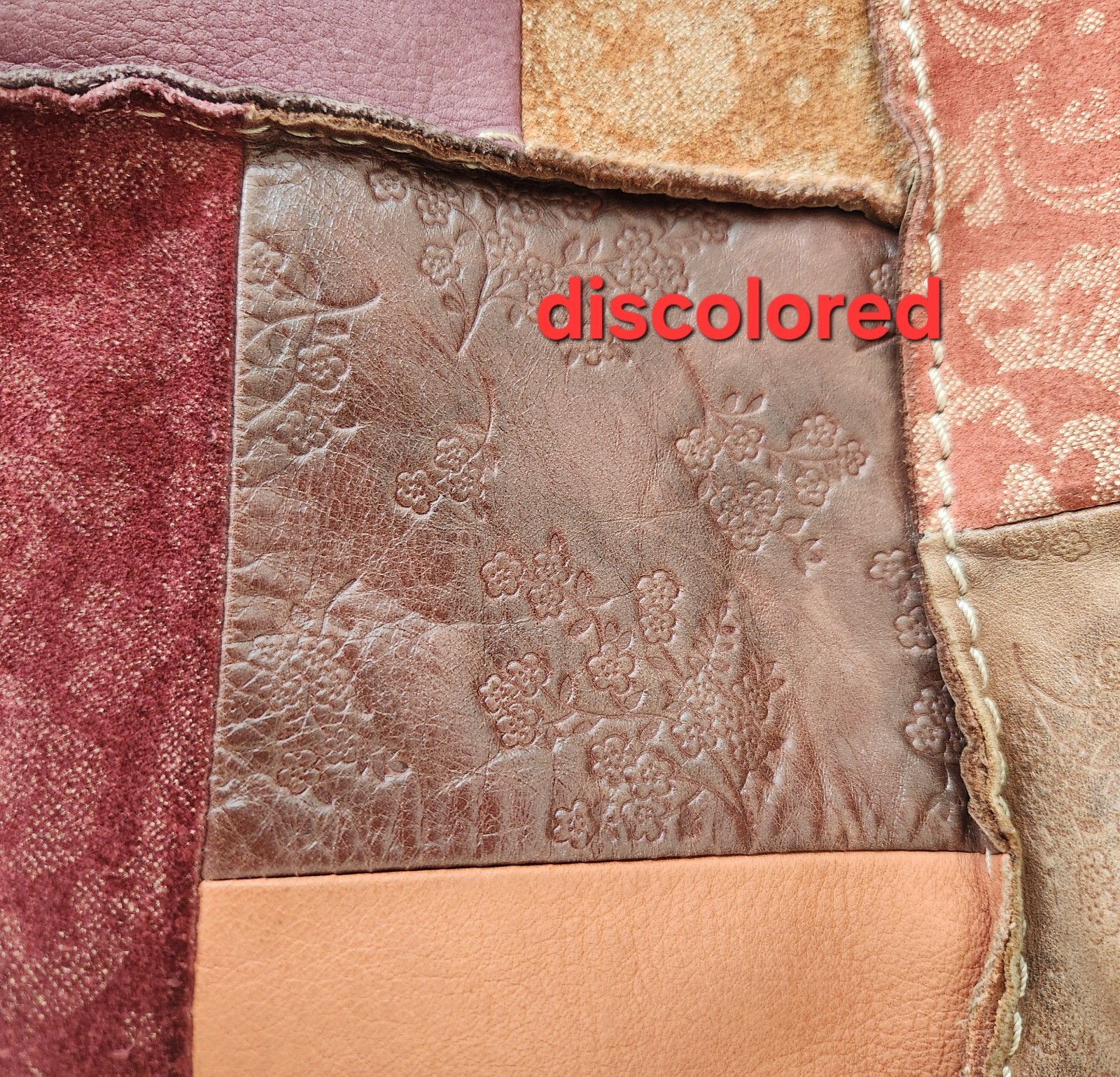 Fossil Leather Color Block Brown Patchwork handba… - image 16