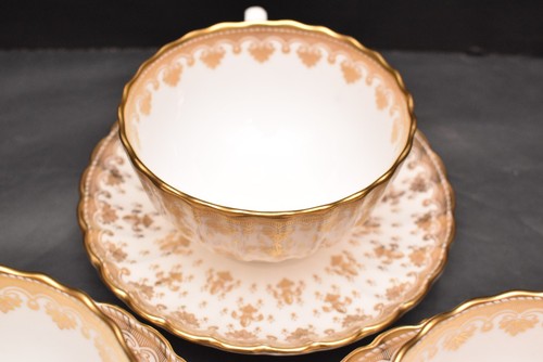 RARO set di 6 grandi tazze da tè e piattini Spode FLEUR DE LYS oro - Foto 11 di 19