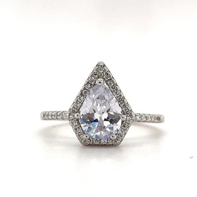 2.00Ct Pear Cut Simulated Diamond Engagement Ring 14K White Gold Plated