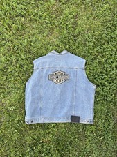 Vintage Harley Davidson Denim Vest Made In Canada Size 2XL