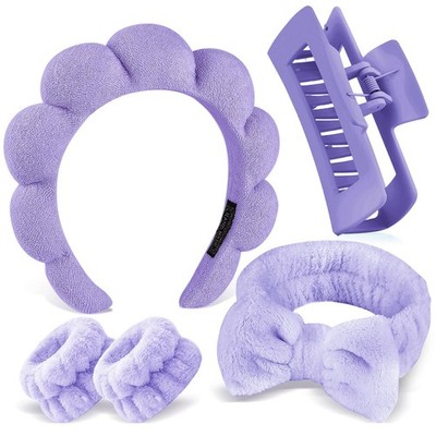 5Pcs Spa Headband for Washing Face Wristband Set Sponge Makeup Skincare Terry...