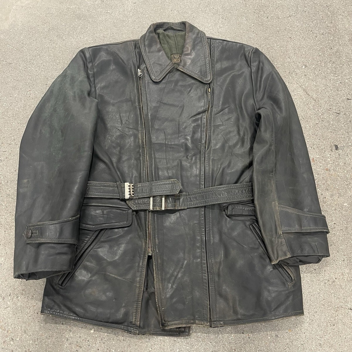 Vintage Haelson German 40s leather jacket Coat Motorcycle | eBay