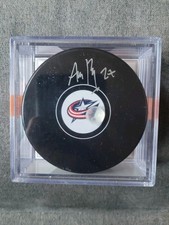 Adam Boqvist Signed NHL Hockey Puck Columbus Blue Jackets Auto w/ COA...