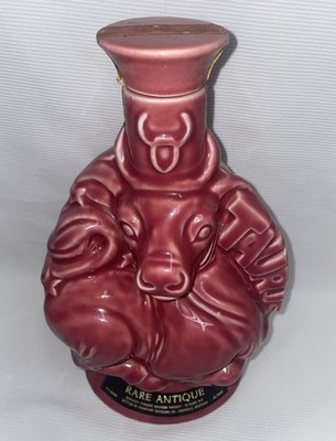 Rare Antique Zodiac Series 1970 Taurus & Scorpio Empty Ceramic Decanter