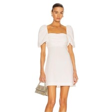 Cinq à Sept Odele Puff Sleeve Mini Body-con Dress, Off White, Size Small