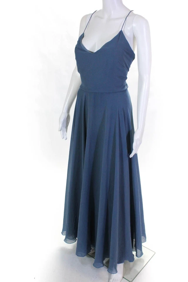 Vestido de mujer Jenny Yoo Collection sin mangas de gasa azul talla mediana 11315083 Foto 2 de 4