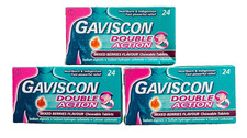 3 x 24 Gaviscon Double Action Mixed Berries Flavour Chewable | Total 72 Tablets